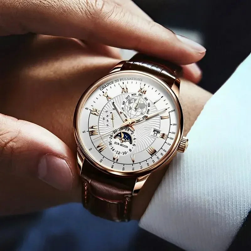 2024 Fashion Men Watch Fashion Top Luxury Sport Men's Wristwatch Waterproof Luminous Leather Date Quartz Watches Man Clock - Acros