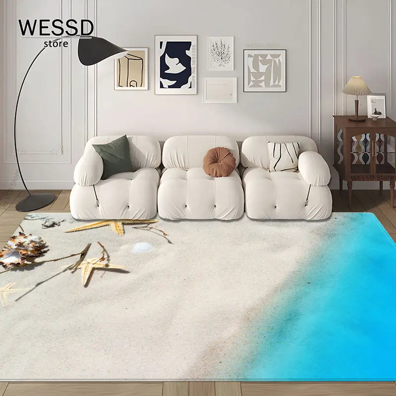 3D Waves Carpet Bedroom Floor Rug Large For Living Room Marine Style Sea Sofa Carpet Room Decoration Kitchen Mat Non-slip