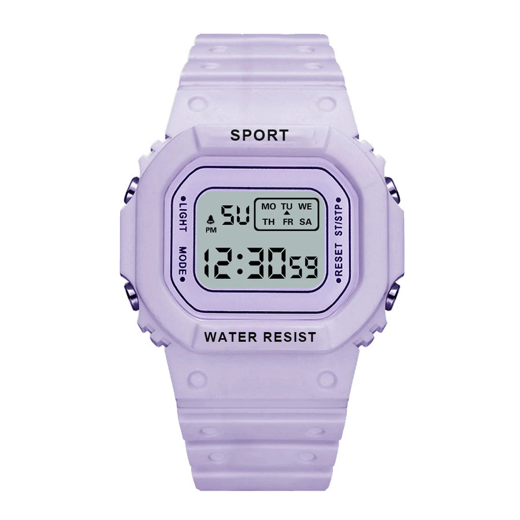 YIKAZE Sports Watch Boys Girls Student LED Electronic Watch Colorful Men Women Square Digital Watches Waterproof Rubber Clock - Acros