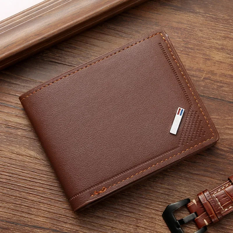 Men's leather short wallet thin wallet foldable minimalist soft leather wallet - Acros