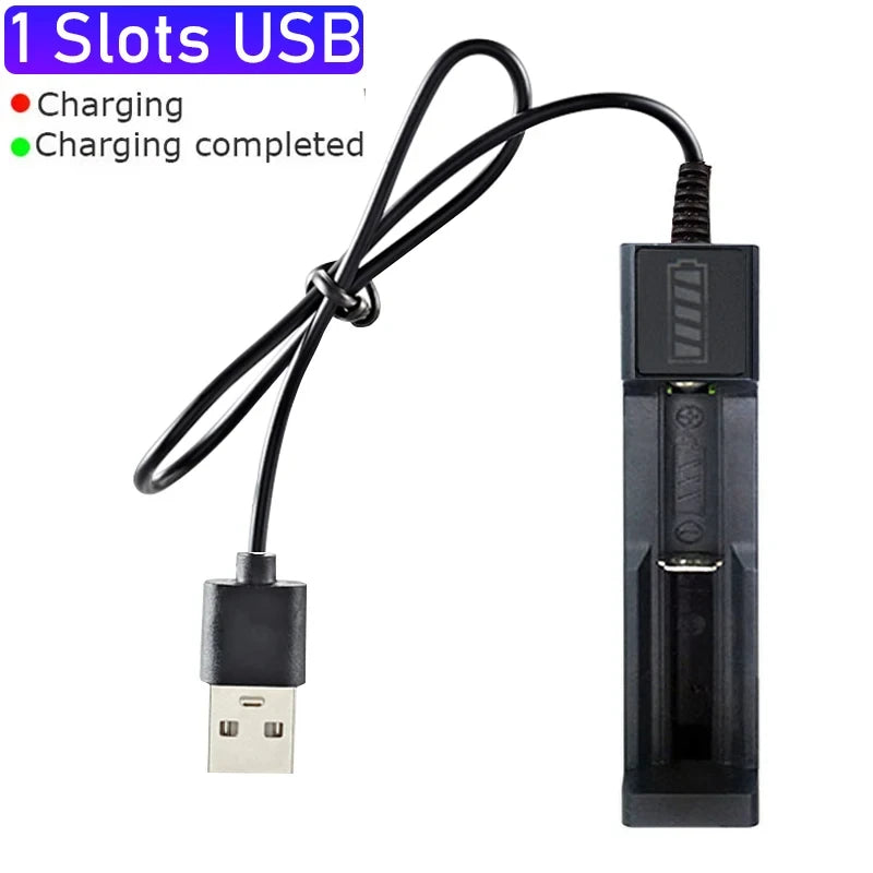 18650 Battery Charger 1/2/4 Slots Dual 18650 Charging 3.7V  Rechargeable Lithium Battery USB Charger For 16340 14500 18650 - Acros