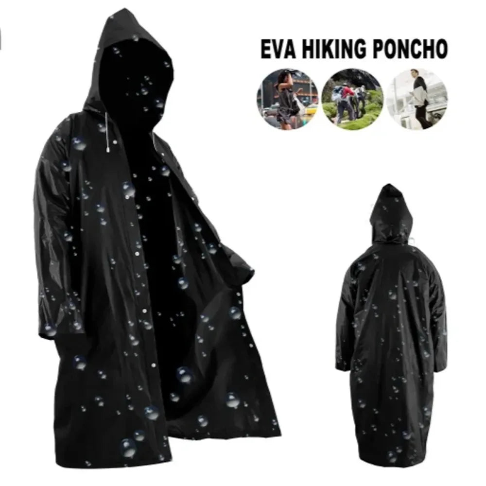 1piece 150*70CM EVA Unisex Raincoat Thickened Raincoat Women Waterproof Men Black Camping Waterproof Rainwear Suit