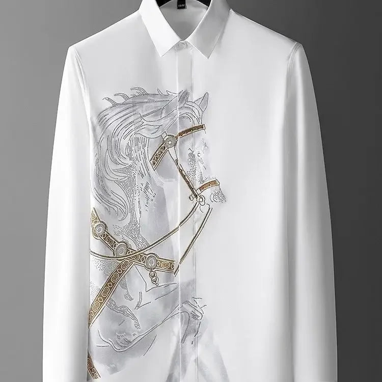 Ansoff men's long sleeve printed shirt featuring humorous graphics, button-up design, stylish for casual or fashionable wear.