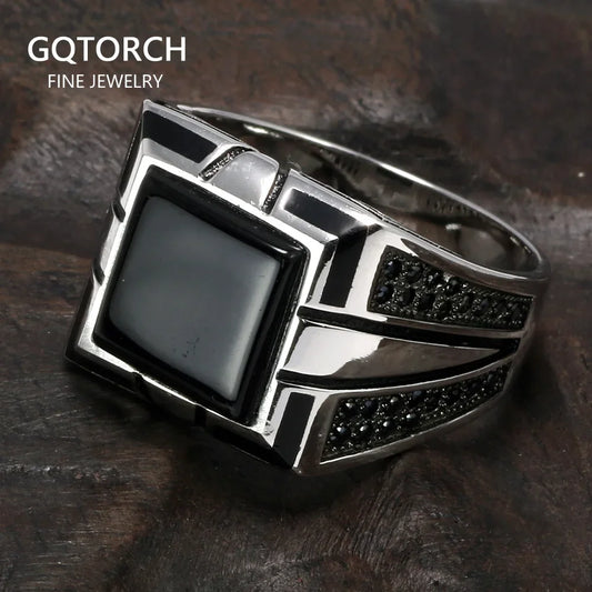 Guaranteed 925 Silver Rings Cool Retro Vintage Turkey Ring For Men Large With Agate Stones Colors Turkish Jewelry Ringen
