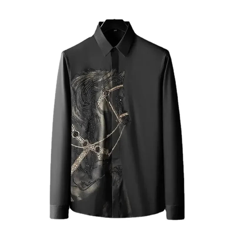 Ansoff men's long sleeve printed funny button-up shirt with stylish design, high-quality fabric, perfect for casual or fashionable wear.