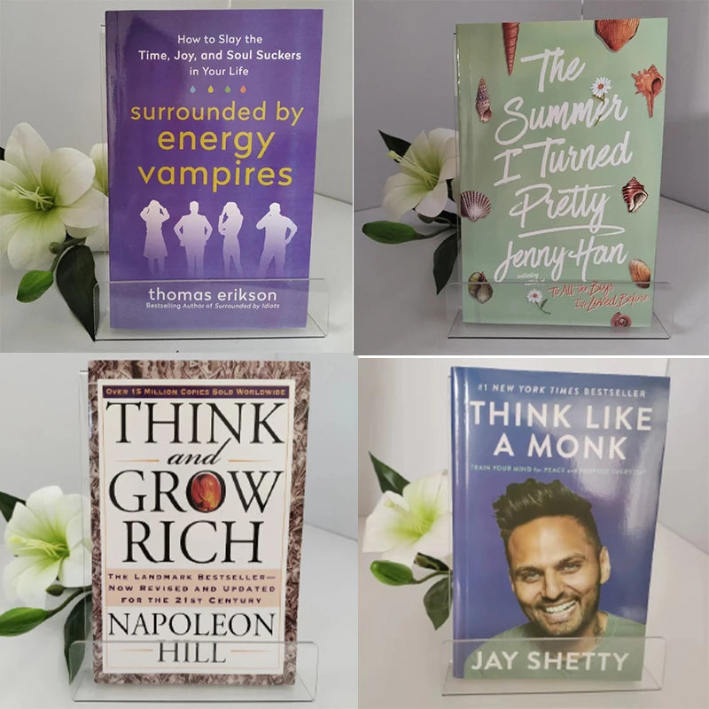 Four Hot-Selling English Books Think Like A Monk & Think And Grow Rich&The Summer I Turned &Surrounded By Vampires Livros Libros