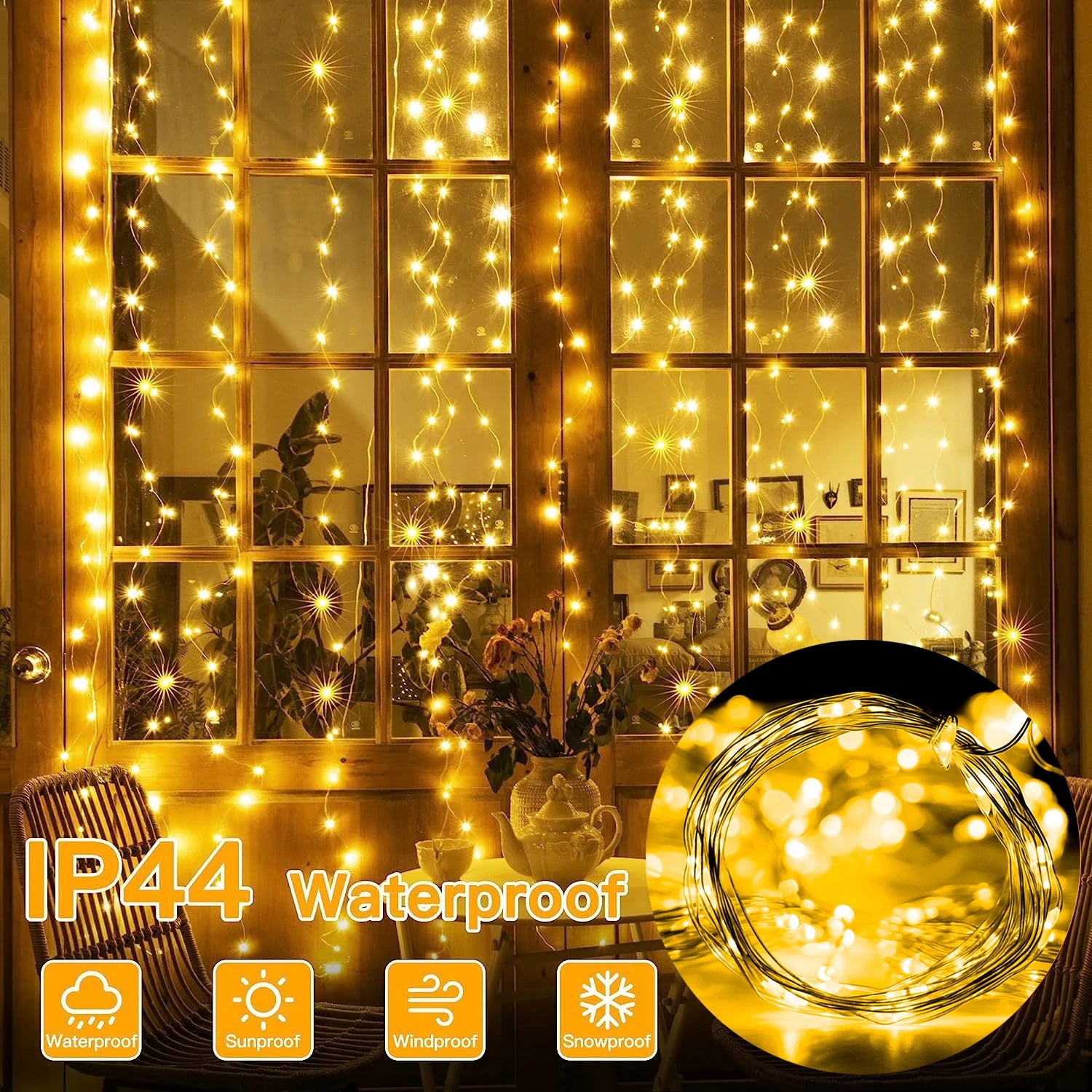 Christmas Lights LED Fairy String Curtain Lights 8 Mode Remote USB Festoon Christmas Decor For Home Holiday New Year Lamp - Acros