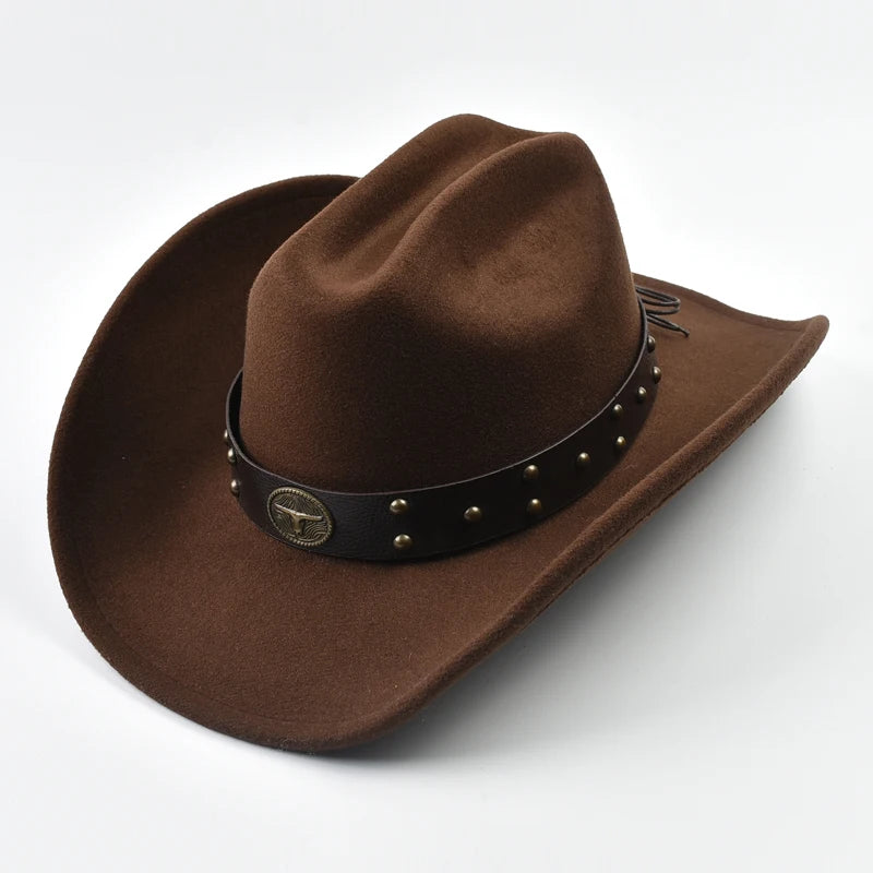 Vintage Western cowboy hat by Ansoff featuring a big-edge design, suitable for men and women, with a classic jazz and church cap style.