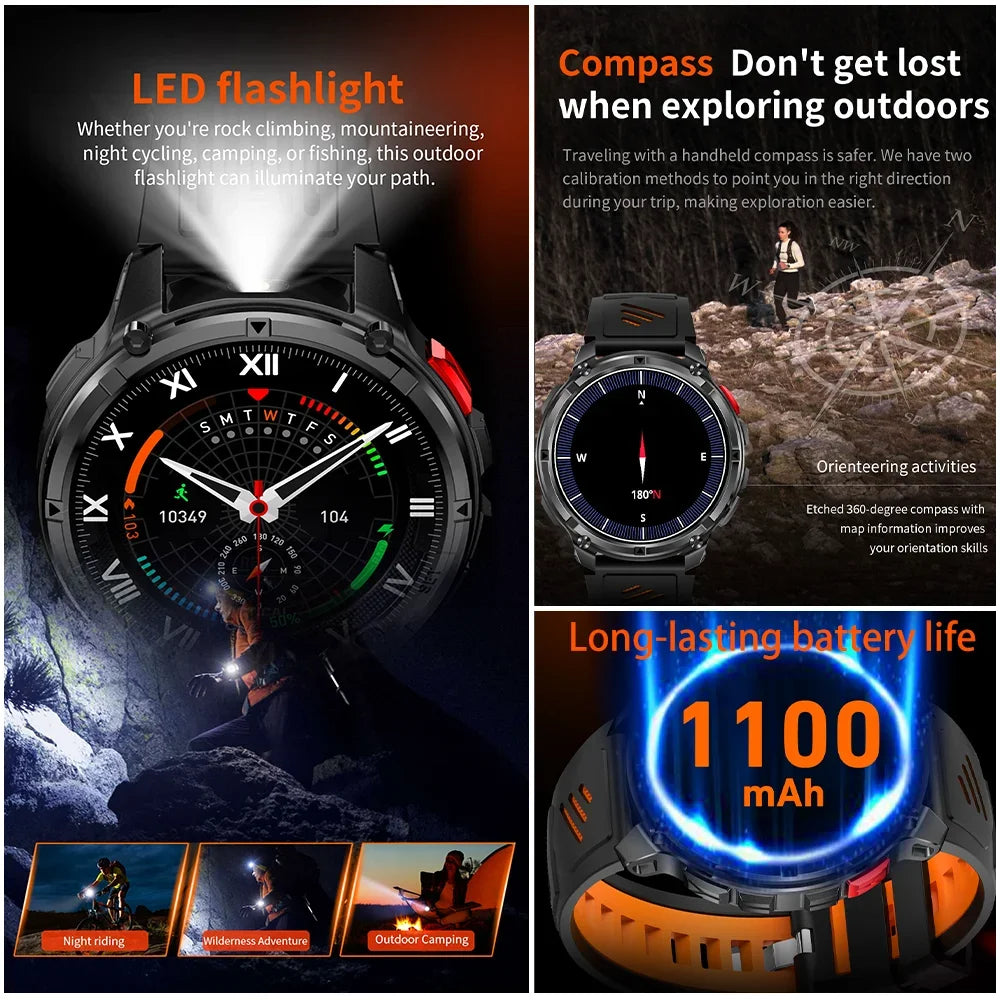 New T-Rex3 Ultra 1100mAh Battery Smart Watch GPS Track Compass IP69K Waterproof Sports tracker Outdoors Military Smartwatches - Acros