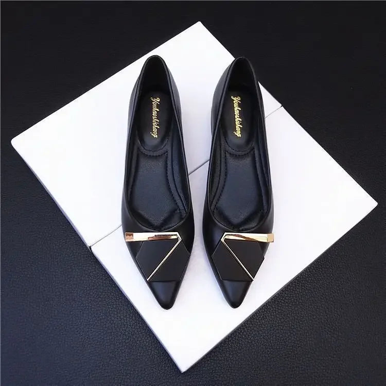 Ansoff women's Korean style flats with comfortable genuine leather, non-slip sole, in trendy design, suitable for casual wear.