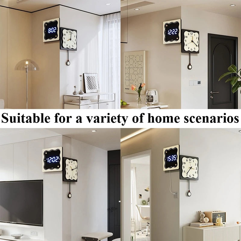 Art Wall Clock Design Electronic Digital Independent Display Wall Clocks Simple Nordic Multifunctional Aesthetic Room Decoration
