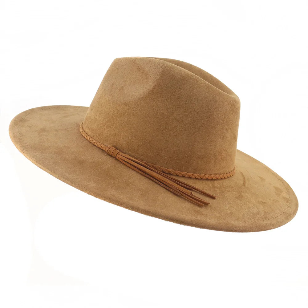 Ansoff Malachite green suede fedora hat with wide brim for men and women, perfect for autumn and winter fashion.