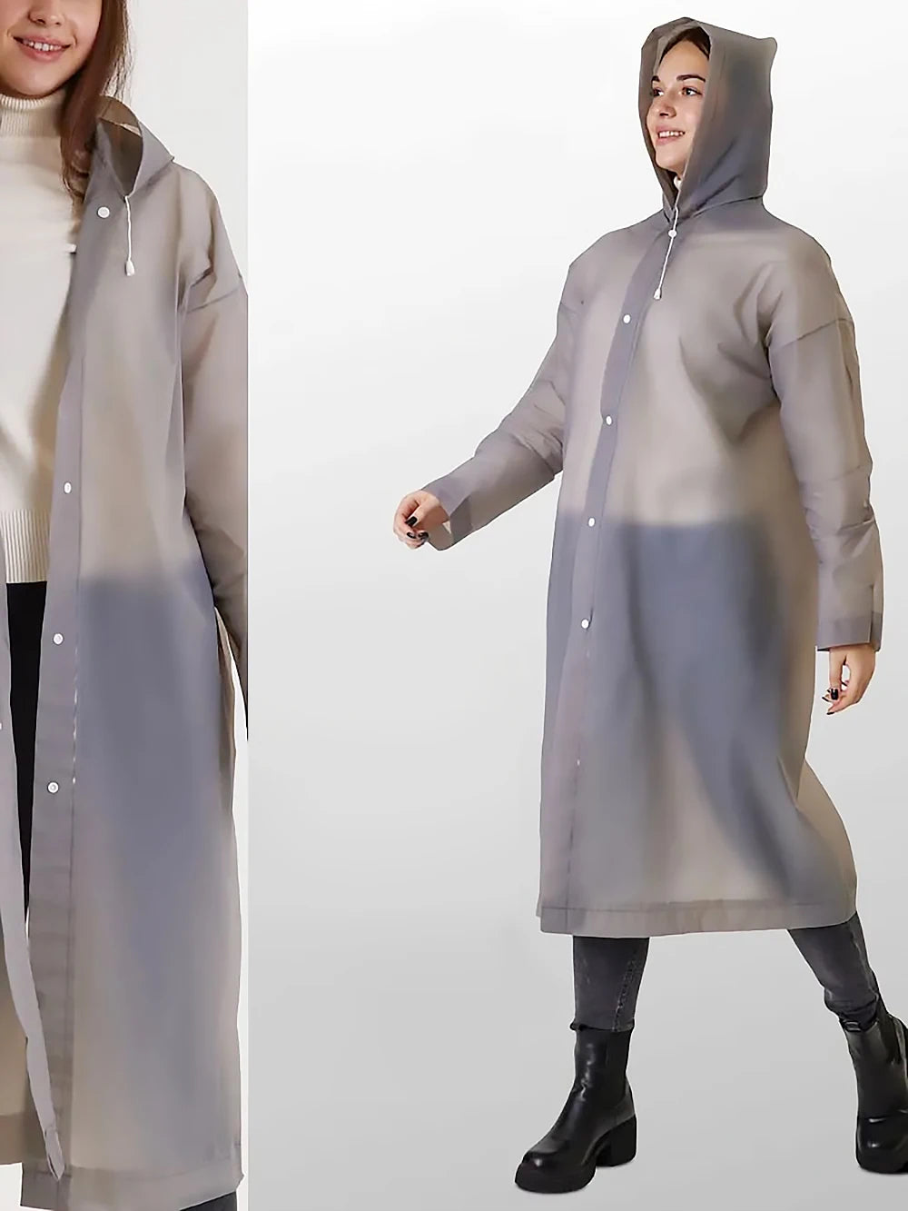 Thick drawstring EVA raincoat, outdoor travel and fishing raincoat, portable long waterproof one-piece raincoat