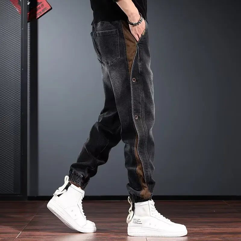 Men's rugged workwear jeans by Ansoff, American-style men's jeans in autumn and winter, trendy and durable for cold weather.