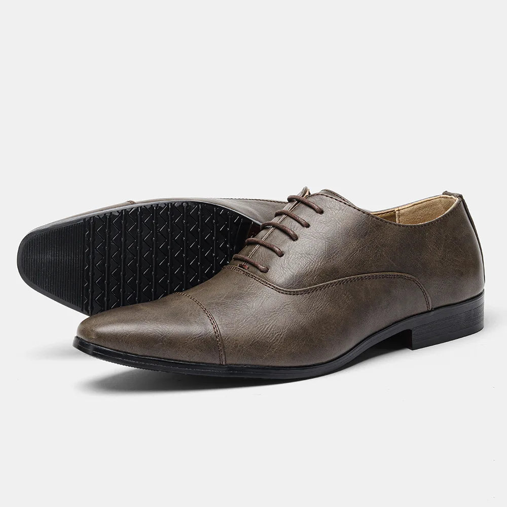 Designer Brand Leather Shoes for Men Wedding Dress Shoe Lace up Casual Business Oxfords Pointed Toe Office Formal Shoes for Man