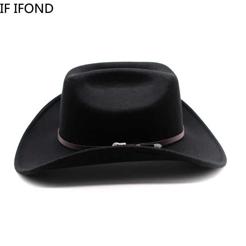 Ansoff vintage cowboy hat for men and women featuring a wide leather brim, jazz and cowgirl style, perfect for western or church wear.