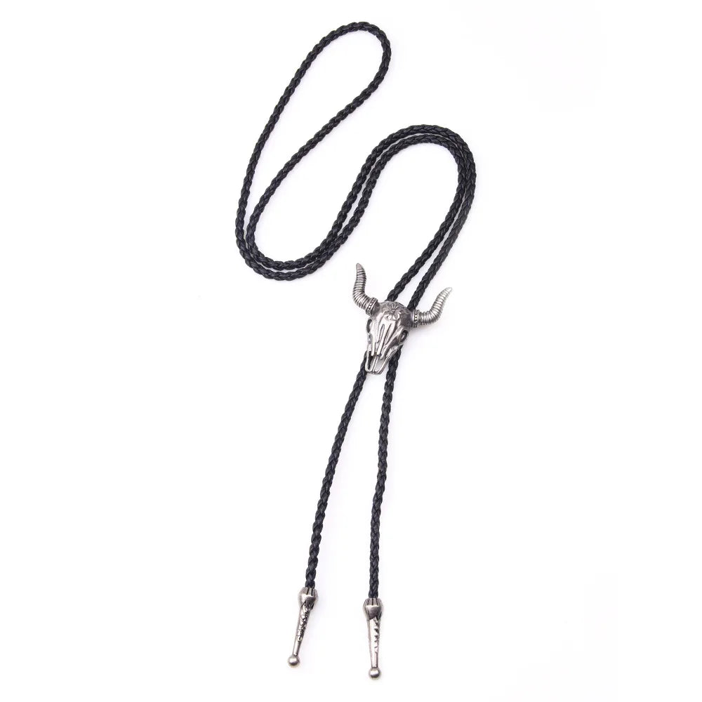 Vintage Cowboy Jazz Hat Alloy mens bolo tie Men Women Leather Rope Long Necklace Sweater Chain shirts Bolo Tie Men Accessories