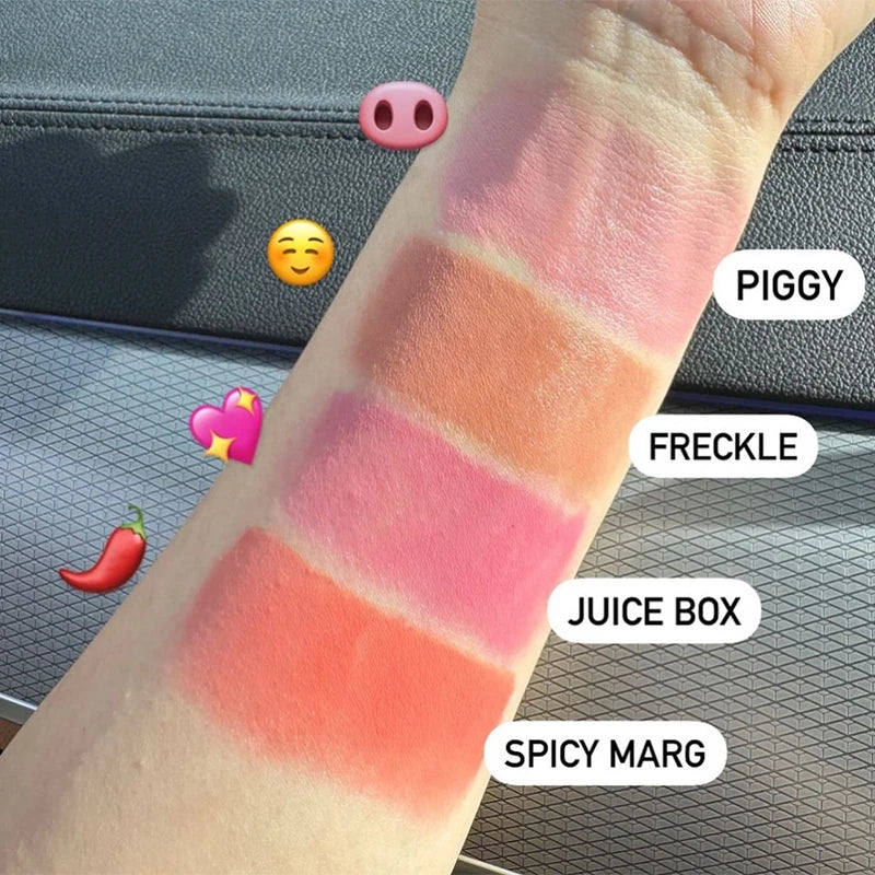 Ansoff Brand skin balm jelly bean lip gloss and waterproof blush stick with spicy marg juice box design, moisturizing and non-fading.