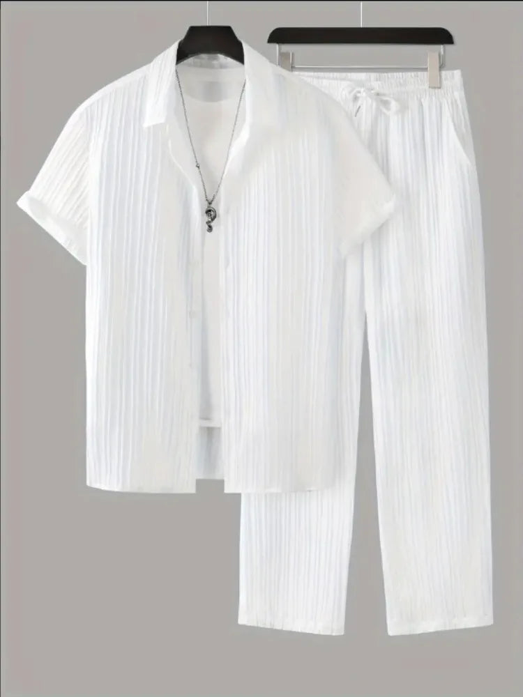 Ansoff men's summer suit set featuring a lightweight blazer and matching shorts, ideal for stylish warm-weather wear.