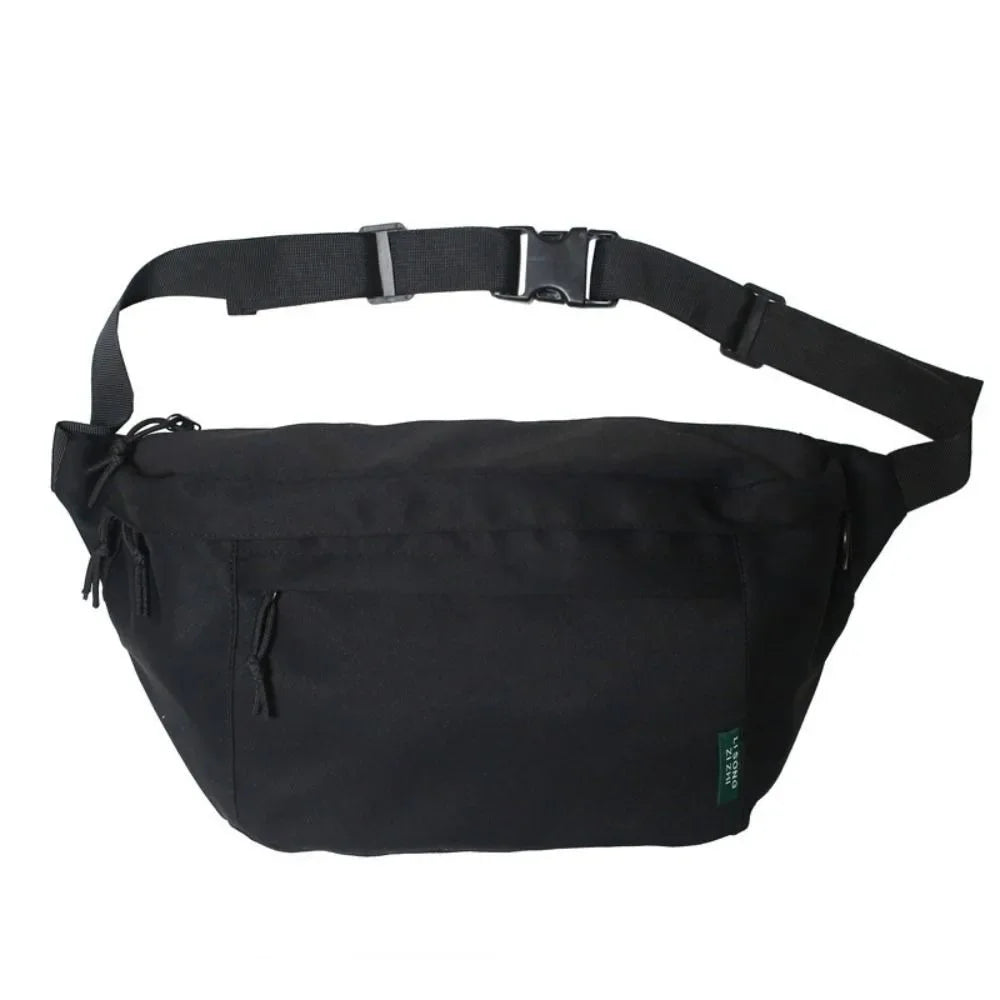 Ansoff large capacity nylon crossbody bag with adjustable belt, casual solid color hip bag for travel, daily use, and students.