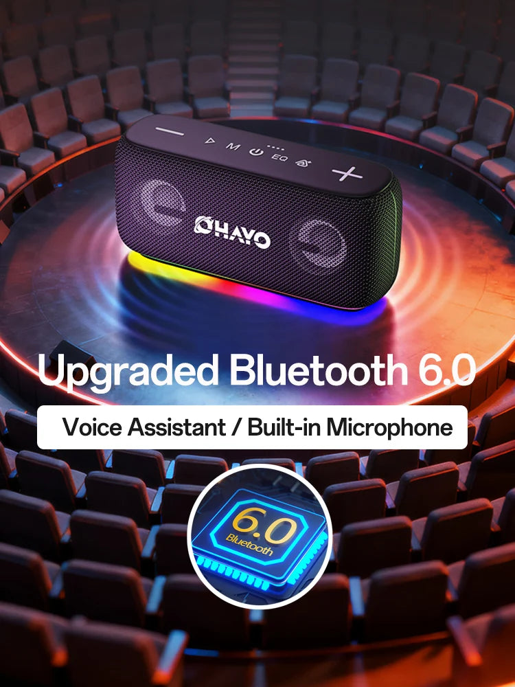 OHAYO Speakers Bluetooth 6.0 Wireless: 60W Loud Speaker with Bass, Dynamic RGB Beat Lights, Portable Speaker for Desktop,Outdoor