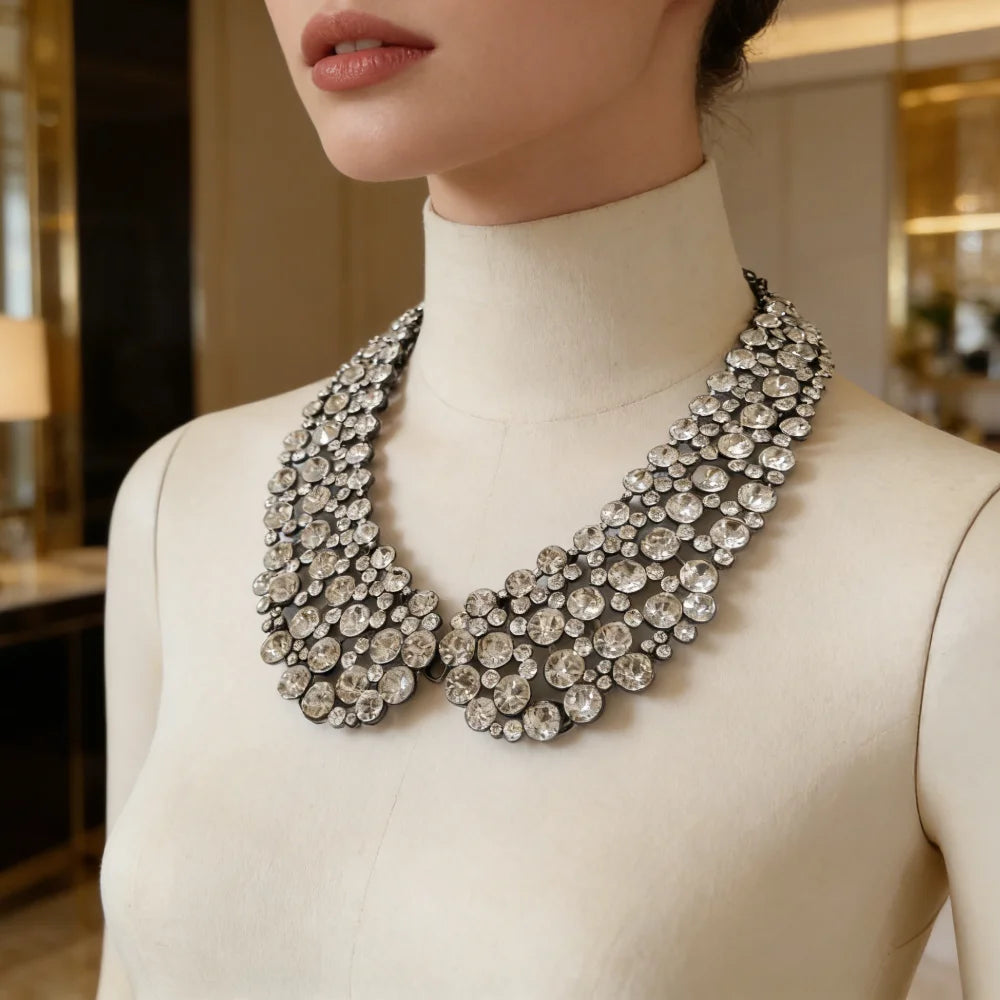 2026 New Multilayer Imitation Pearls Large Collar Choker Necklace Earrings Women Jewelry Sets Indian Statement Crystal Necklace