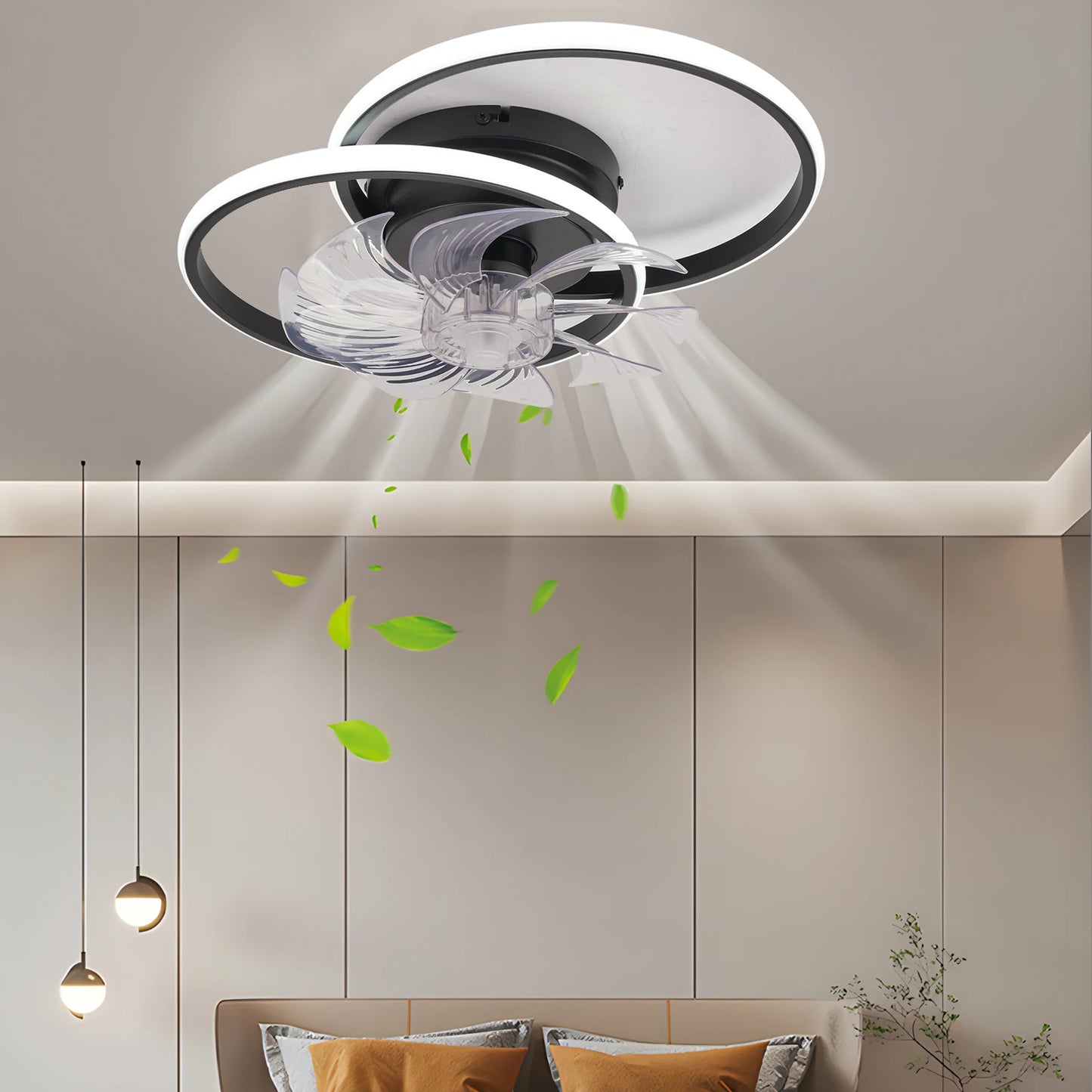 Smart Electric Fan Ceiling Light Fixture Energy Saving Ceiling Lamp Fan Reversible Motor Suitable for Summer/Winter 6 Level Fan