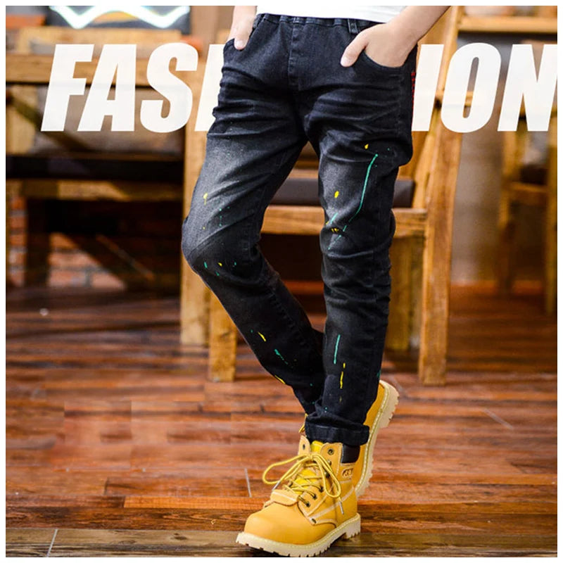 Kids' denim cowboy-style jeans by Ansoff for boys, featuring classic blue denim, casual fit, suitable for ages 4 to 12.