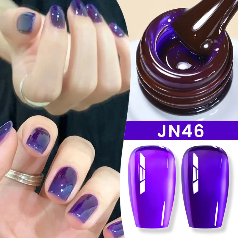 BORN PRETTY Jelly Nude Gel Nail Polish 10ml Light Pink Peach Translucent Color UV Light Cure Gel Varnish Nail Art DIY at Home - Acros