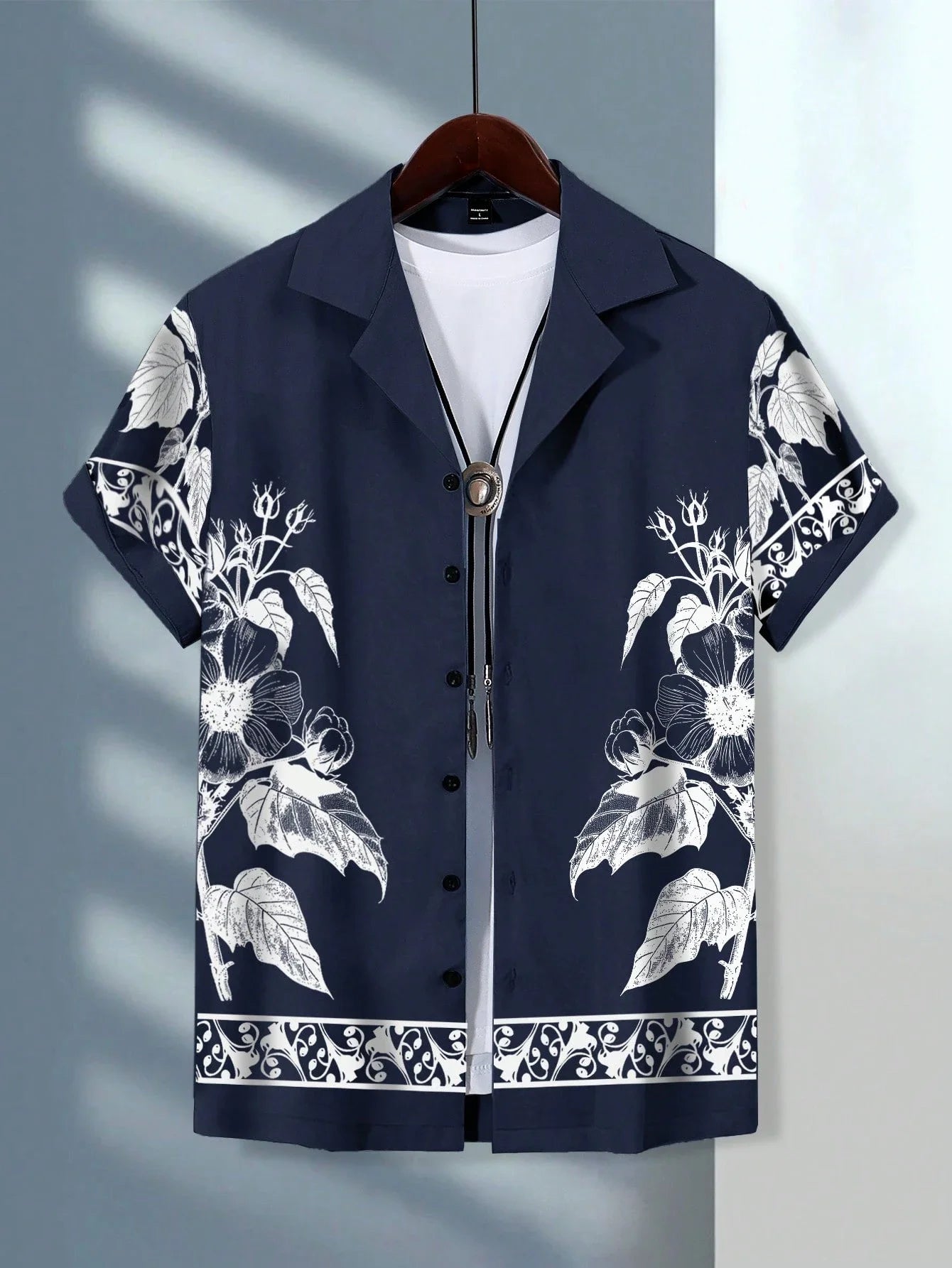 Men's Hawaiian short sleeve shirt by Ansoff with colorful tropical print, perfect for summer casual and vacation wear.