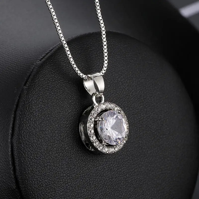 Fashion Charming Zircon Crystal Necklaces Bracelet Earrings Bridal Wedding 3PC Sets Exquisite Elegant Women Jewelry Set