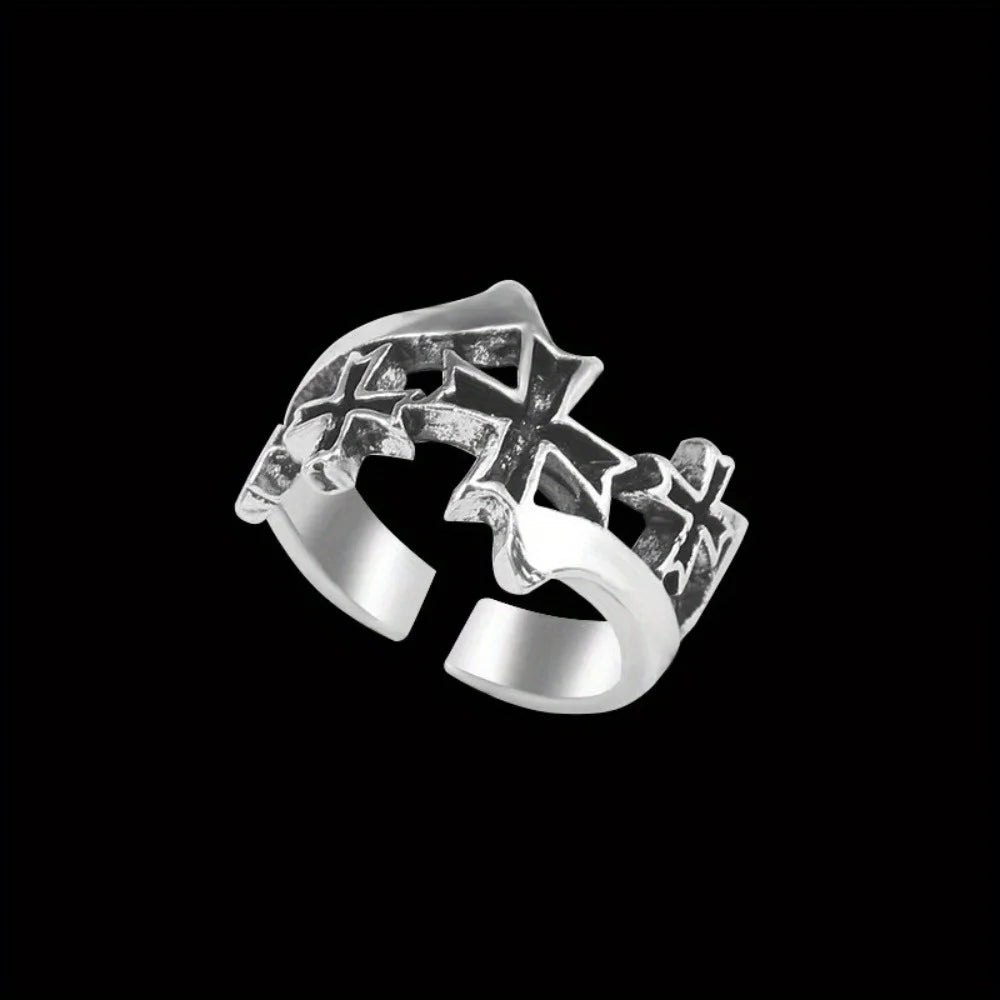 2024 Unique Punk Fashion Personality Retro Style Three-dimensional Ring European Pattern Artificial Ring Jewelry Wholesale