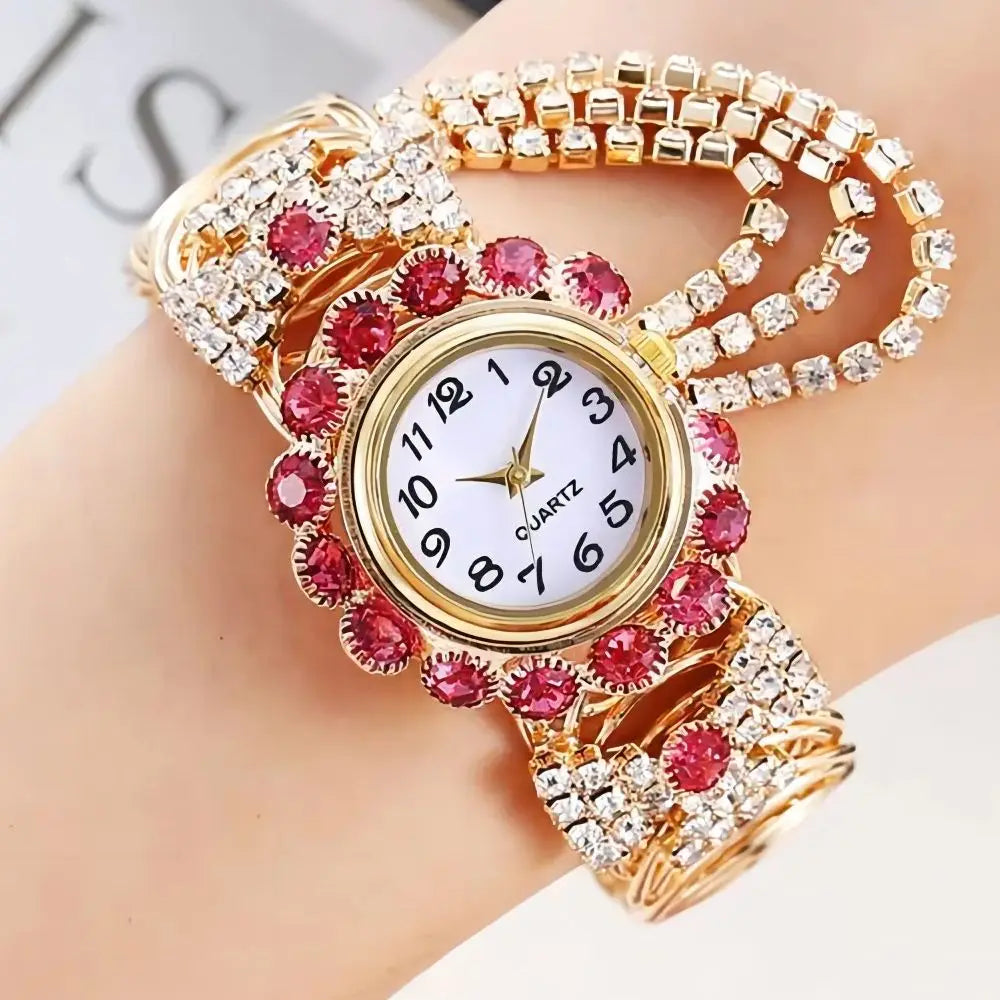 Luxury Women Quartz Wristwatch Fashion Ladies Watches Diamond Rhinestone Alloy Steel Strap Clock Waterproof