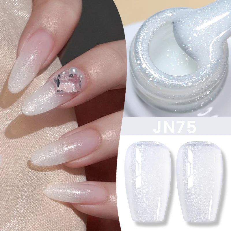 BORN PRETTY Jelly Nude Gel Nail Polish 10ml Light Pink Peach Translucent Color UV Light Cure Gel Varnish Nail Art DIY at Home - Acros