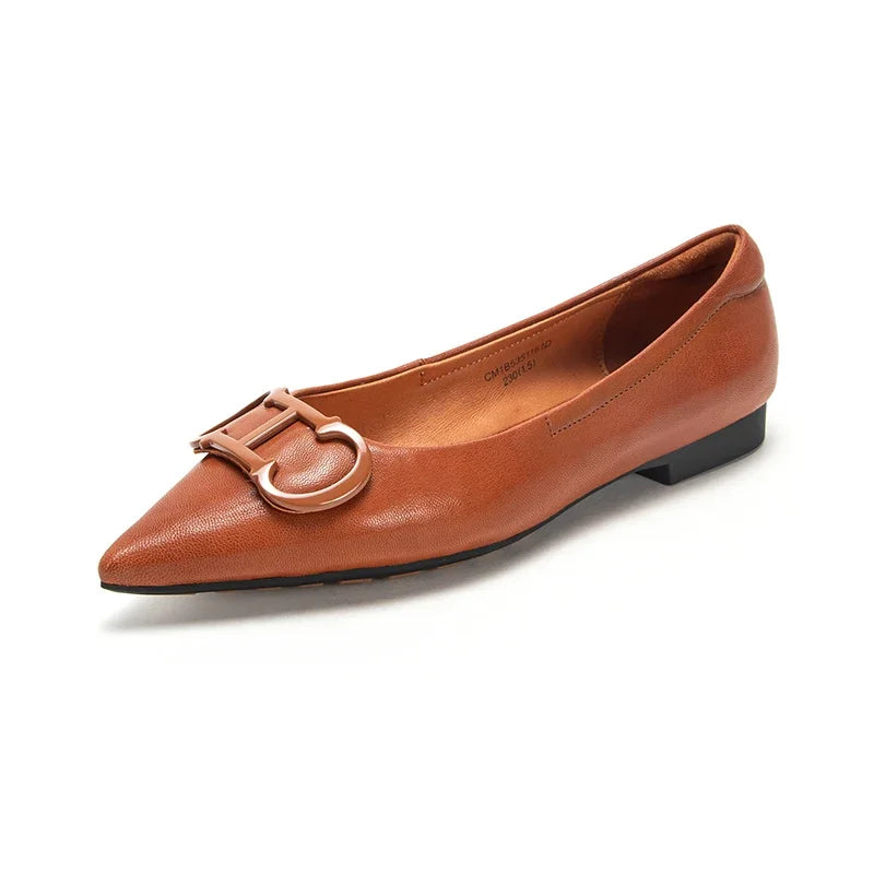 Ansoff women's pointed toe flat shoes with a simple, solid design, comfortable casual footwear for everyday wear.
