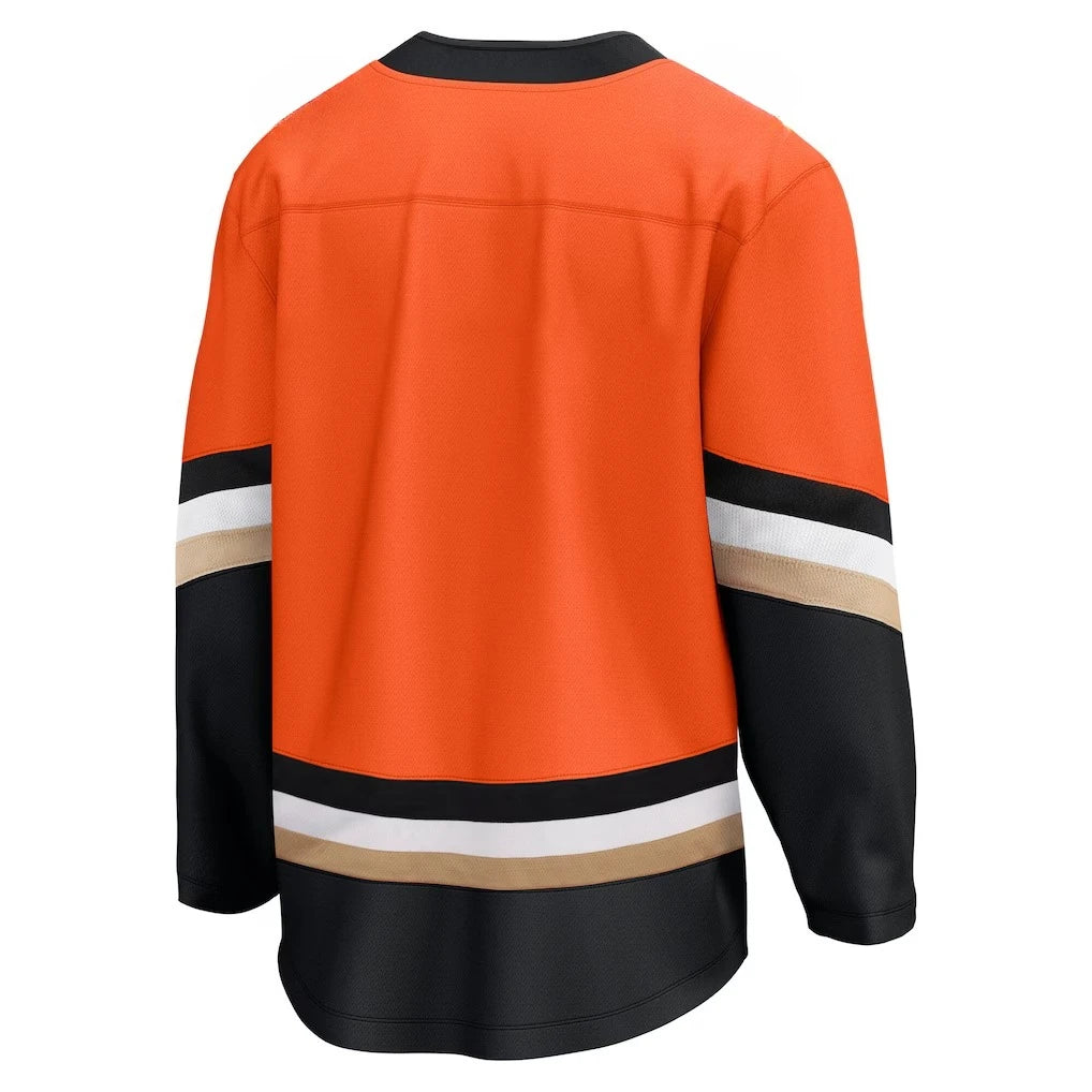 Ansoff orange hockey jersey with black, white, and beige accents, featuring breathable fabric and 3D HD printed design.