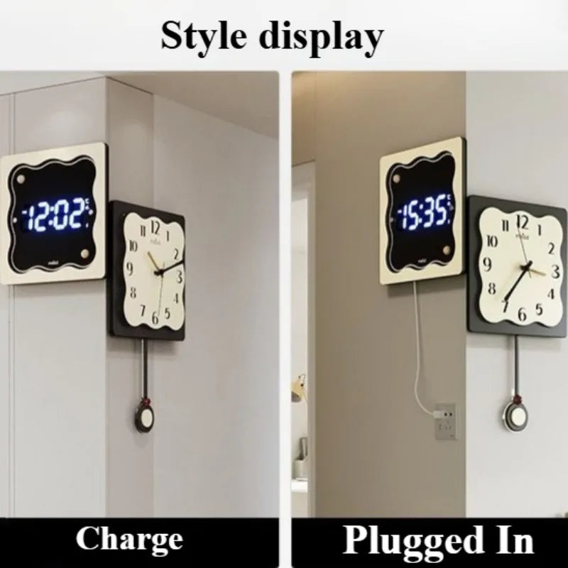 Art Wall Clock Design Electronic Digital Independent Display Wall Clocks Simple Nordic Multifunctional Aesthetic Room Decoration