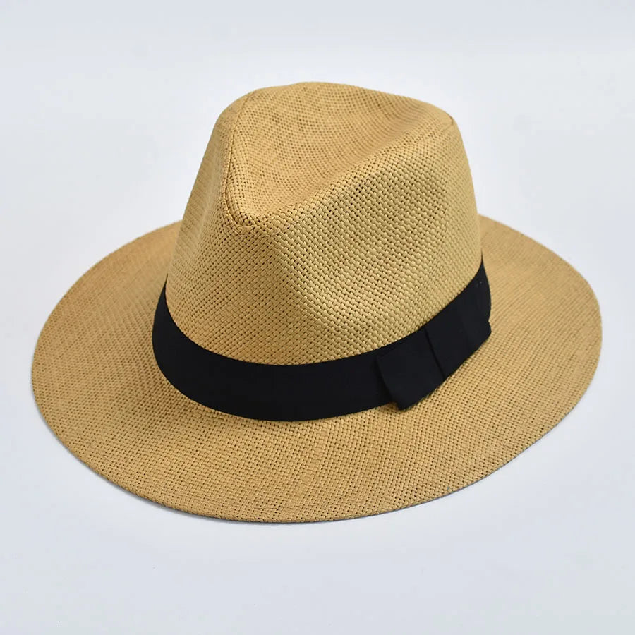 Ansoff summer casual straw hat for women and men, Panama style with UV protection, suitable for outdoor beach and jazz activities.