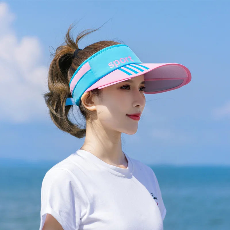 Ansoff wide brim women's sun hat with retractable visor, summer beach outdoor hat with sport print for sun protection