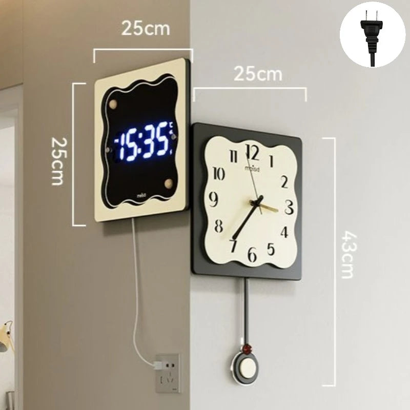 Art Wall Clock Design Electronic Digital Independent Display Wall Clocks Simple Nordic Multifunctional Aesthetic Room Decoration