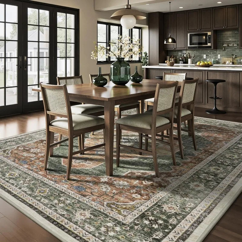 Nordic Style Living Room Carpet Retro Geometric Pattern Bedroom Rug Machine Washable Non-slip Fashion Luxury Coffee Table Mat 러그