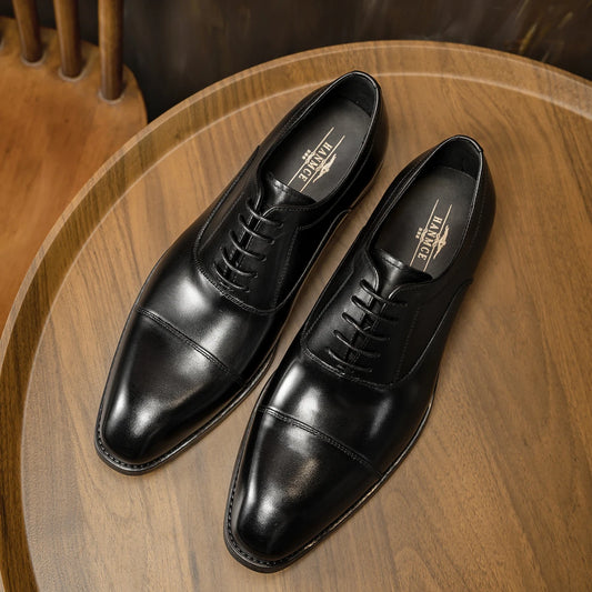 Ansoff men's 2025 Hanmce Oxford shoes in genuine leather with breathable design and patent leather finish, stylish formal footwear