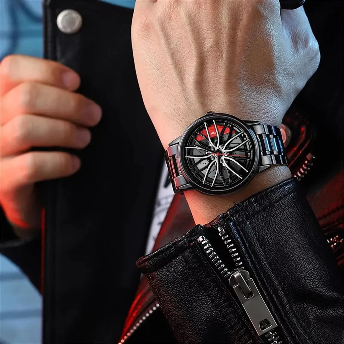 Car Watches For Men,Waterproof Stainless Steel Quartz Wrist Watch Sports Men’s Watches With Car Wheel Rim Hub Design - Acros