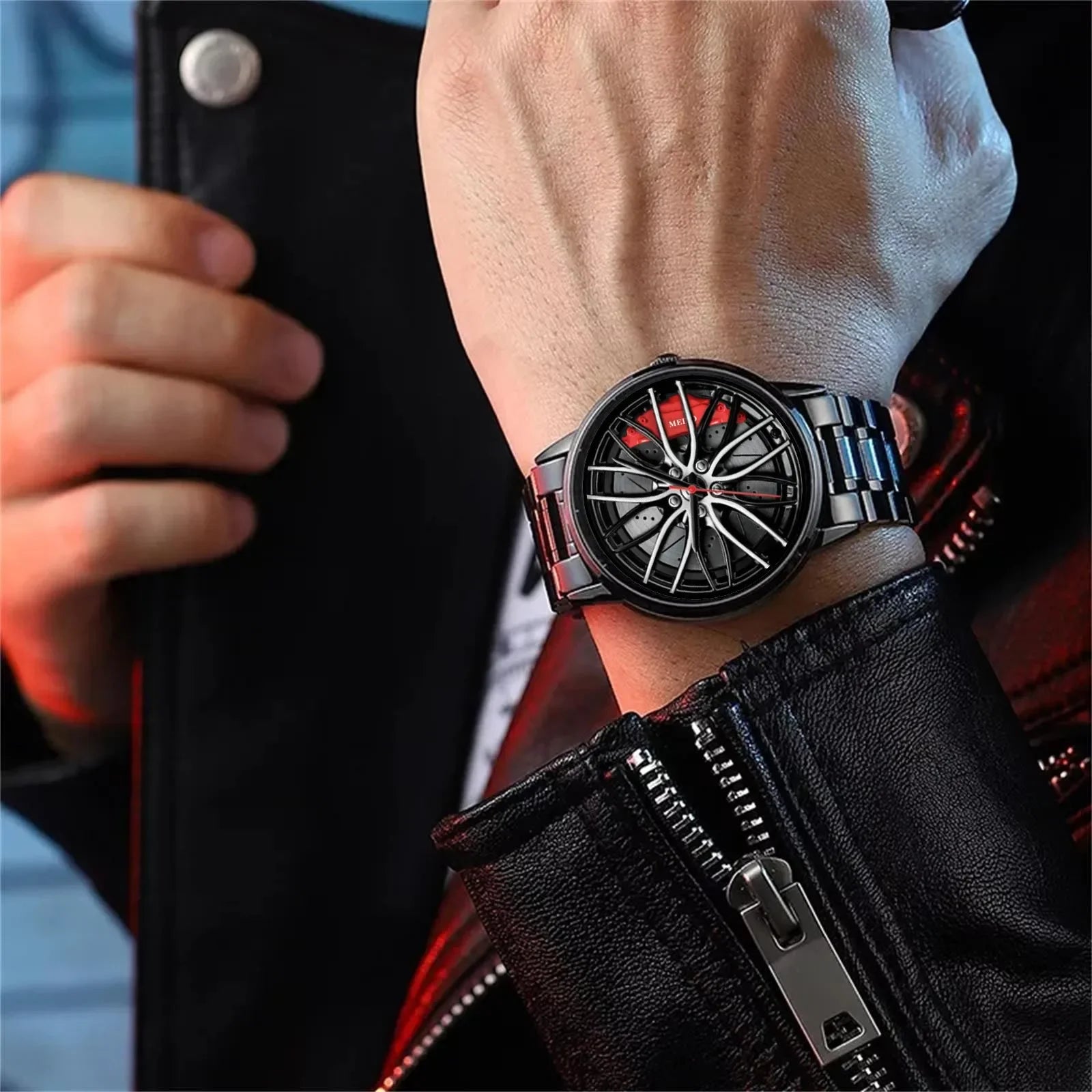 Car Watches For Men,Waterproof Stainless Steel Quartz Wrist Watch Sports Men’s Watches With Car Wheel Rim Hub Design - Acros