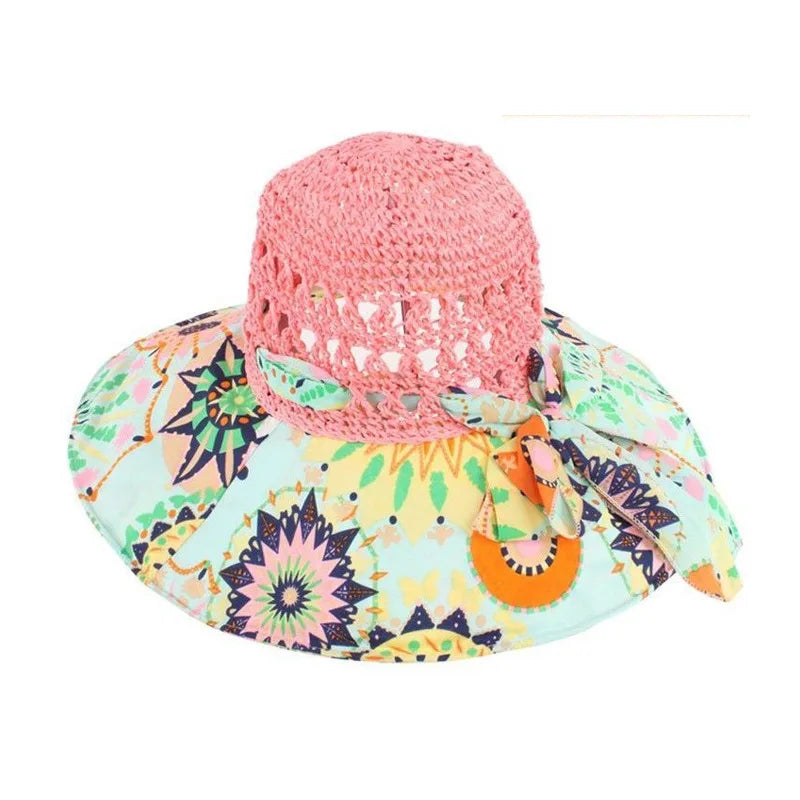 Summer Women's Dayan Sunscreen and Sunshade Fishing Hat Ethnic Style Grass Hat UV Protection Beach Hat