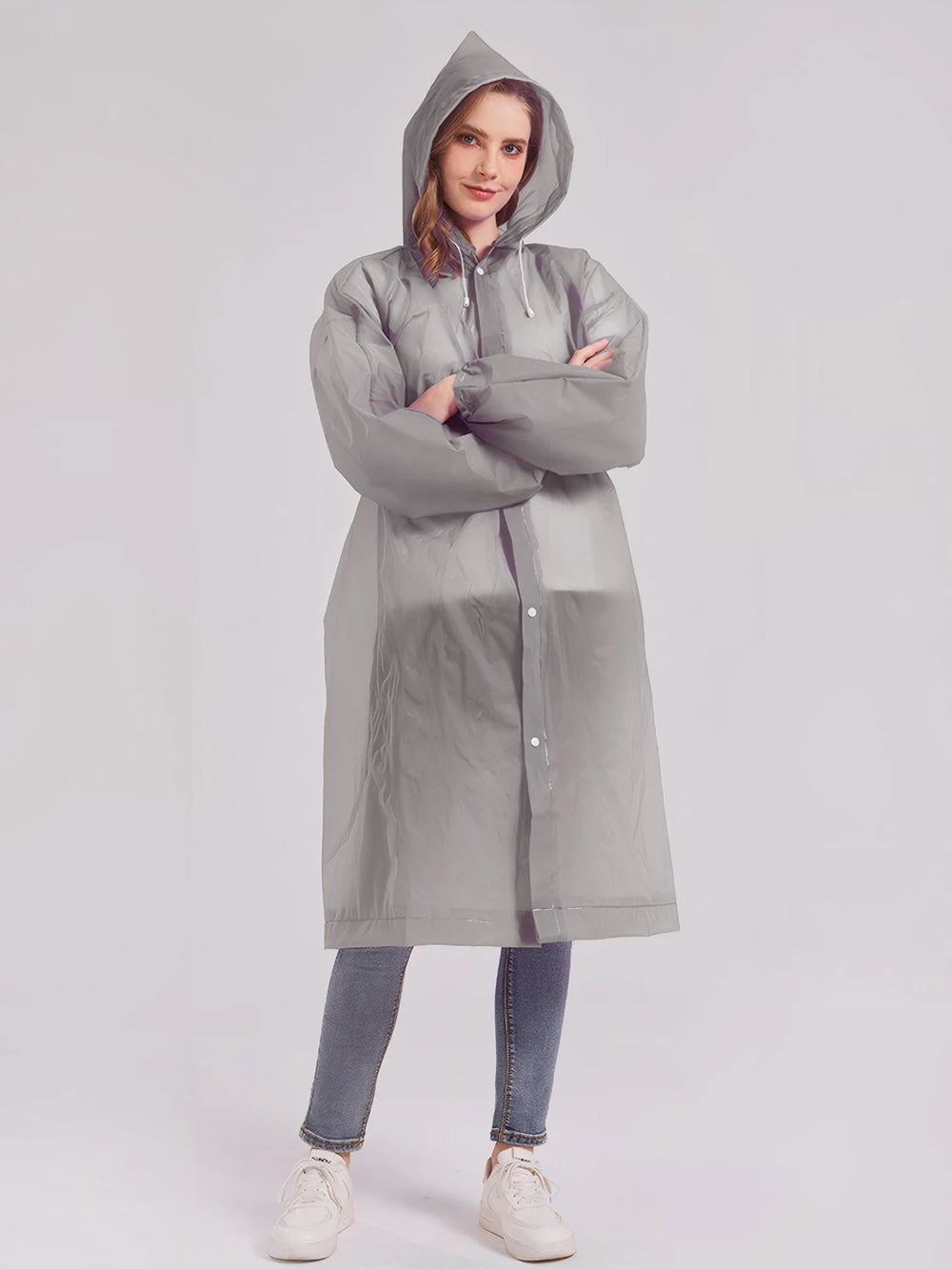 Thick drawstring EVA raincoat, outdoor travel and fishing raincoat, portable long waterproof one-piece raincoat