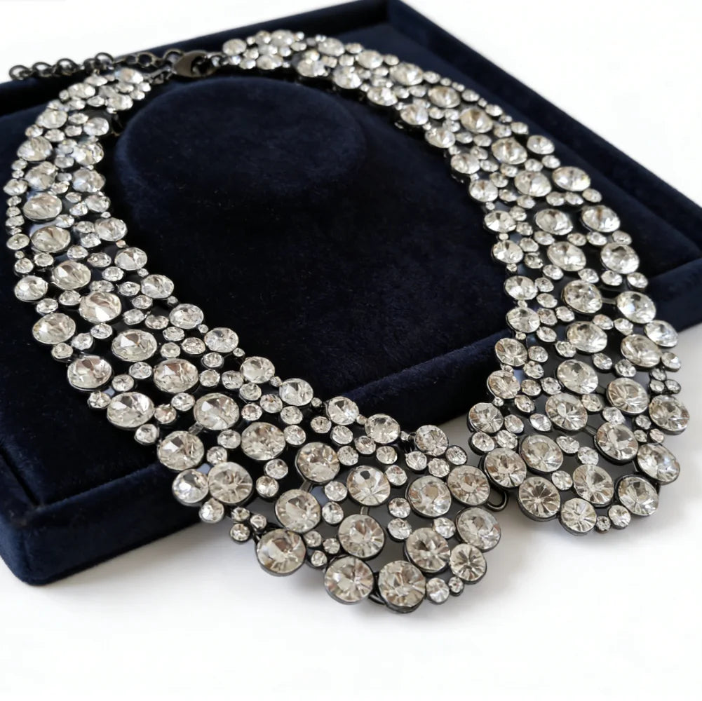 2026 New Multilayer Imitation Pearls Large Collar Choker Necklace Earrings Women Jewelry Sets Indian Statement Crystal Necklace