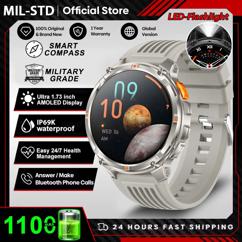 New T-Rex3 Ultra 1100mAh Battery Smart Watch GPS Track Compass IP69K Waterproof Sports tracker Outdoors Military Smartwatches - Acros
