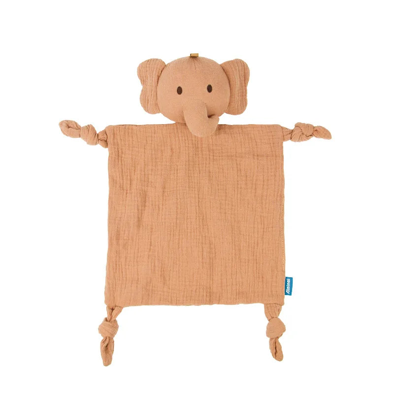 Soft cotton muslin baby security blanket with plush stuffed animal, soothing comforter for newborn infants by Ansoff.