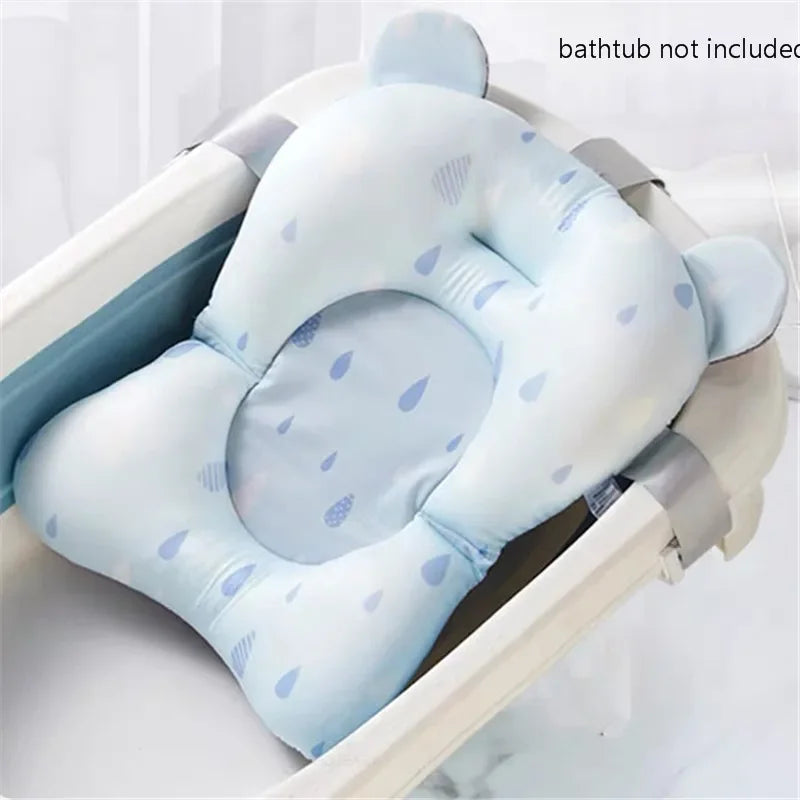 Ansoff baby shower bath tub pad with soft animal-shaped cushion, non-slip safety support for newborn bath care and security.